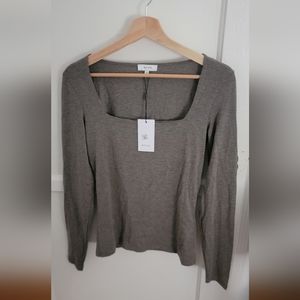 NWT Reiss Square Neck Long Sleeve Shirt